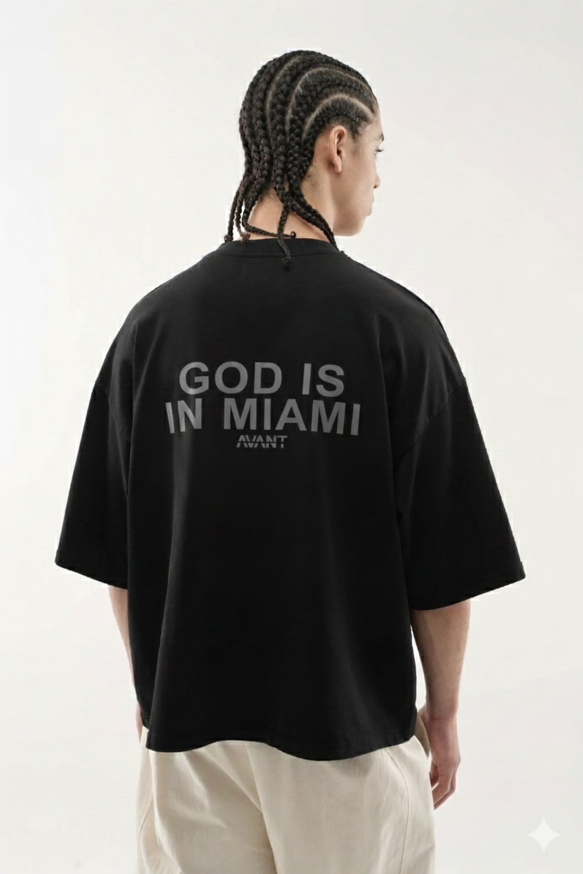 God Is In Miami Tee Grey